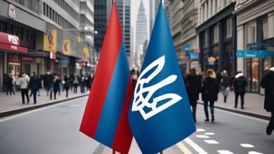 Russia Ukraine flags