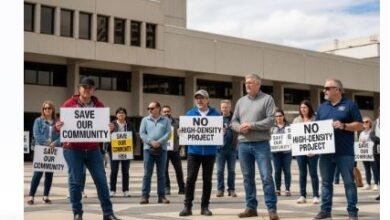 Springbank Hill residents protest controversial housing project