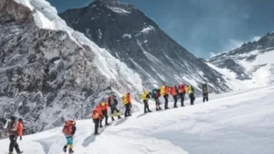 Broad Peak in Pakistan's Karakoram range following a reported avalanche as rescue teams prepare to search for missing climbers, including Nirmal Purja.
