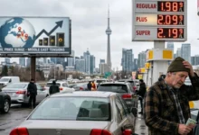 Gas prices rise at a Calgary fuel station as Middle East tensions drive global oil prices higher.