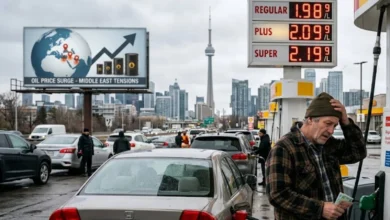 Gas prices rise at a Calgary fuel station as Middle East tensions drive global oil prices higher.