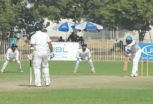 A Pakistan cricket stadium with the PCB logo, domestic cricketers in action, and a cricket calendar highlighting the 2026–27 season.