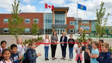 A modern school building under construction in Canada