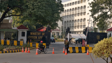 Pakistan Foreign Office building in Islamabad with the national flag, symbolizing the government's official response to India's recent statements on regional security.