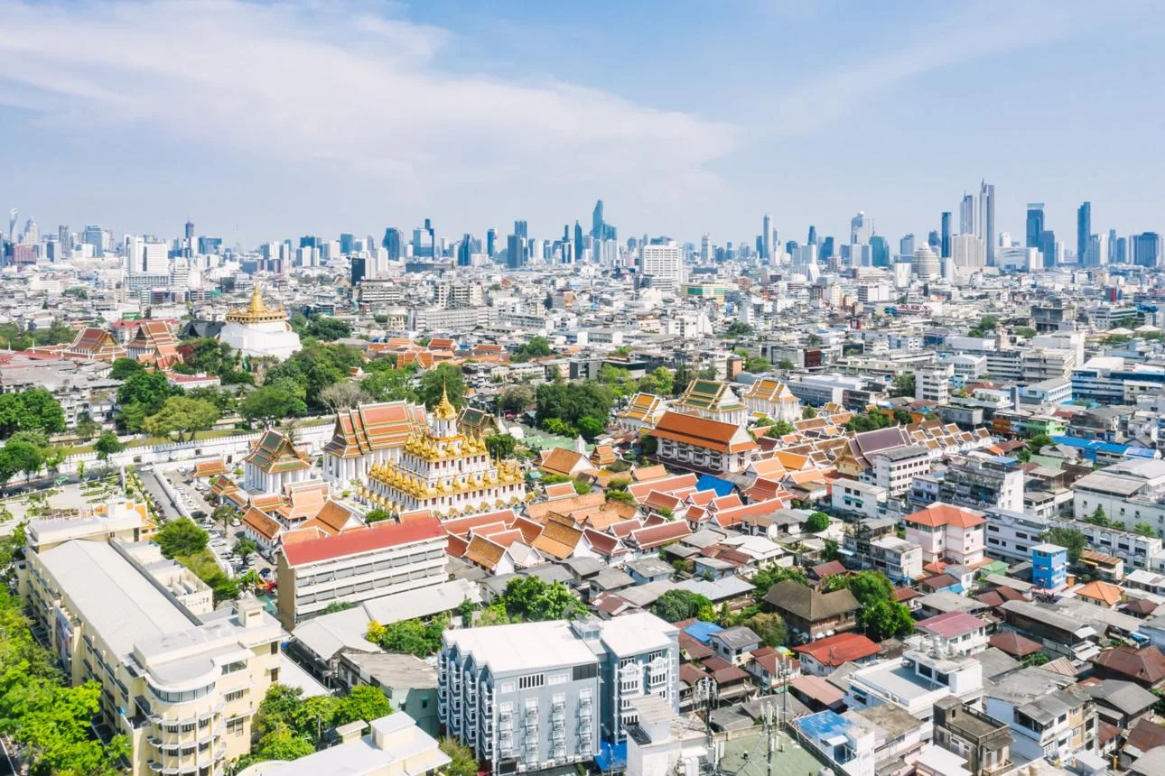angkok skyline showcasing Thailand's capital city, known for having one of the world's longest official place names.