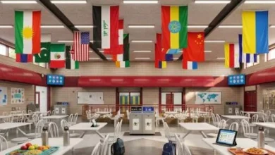 Alberta school with Canadian and Alberta flags under new education rules