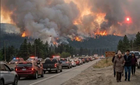 Bald Range wildfire forces thousands to evacuate Summerland in British Columbia
