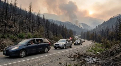 Wildfire smoke and flames in British Columbia as evacuation orders expand