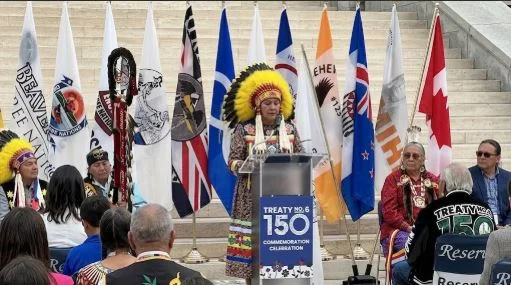 Indigenous leaders attend the Treaty 6 150th anniversary ceremony in Edmonton