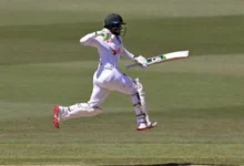 Tanzid Hasan celebrates his maiden Test century against Australia in Darwin