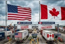 Alberta flag during Canada US trade tariff dispute