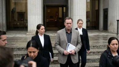 Jason Paul Rindal appears in a Manitoba court after pleading guilty to promoting hatred against Muslims and Jews through social media posts in Winnipeg, Canada.