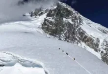 Rescue teams search the avalanche site on Broad Peak in Pakistan's Karakoram region after eight climbers were confirmed dead and two remain missing.