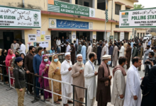 Election officials prepare polling stations ahead of voting for three Azad Jammu and Kashmir refugee constituencies in Rawalpindi and Islamabad.
