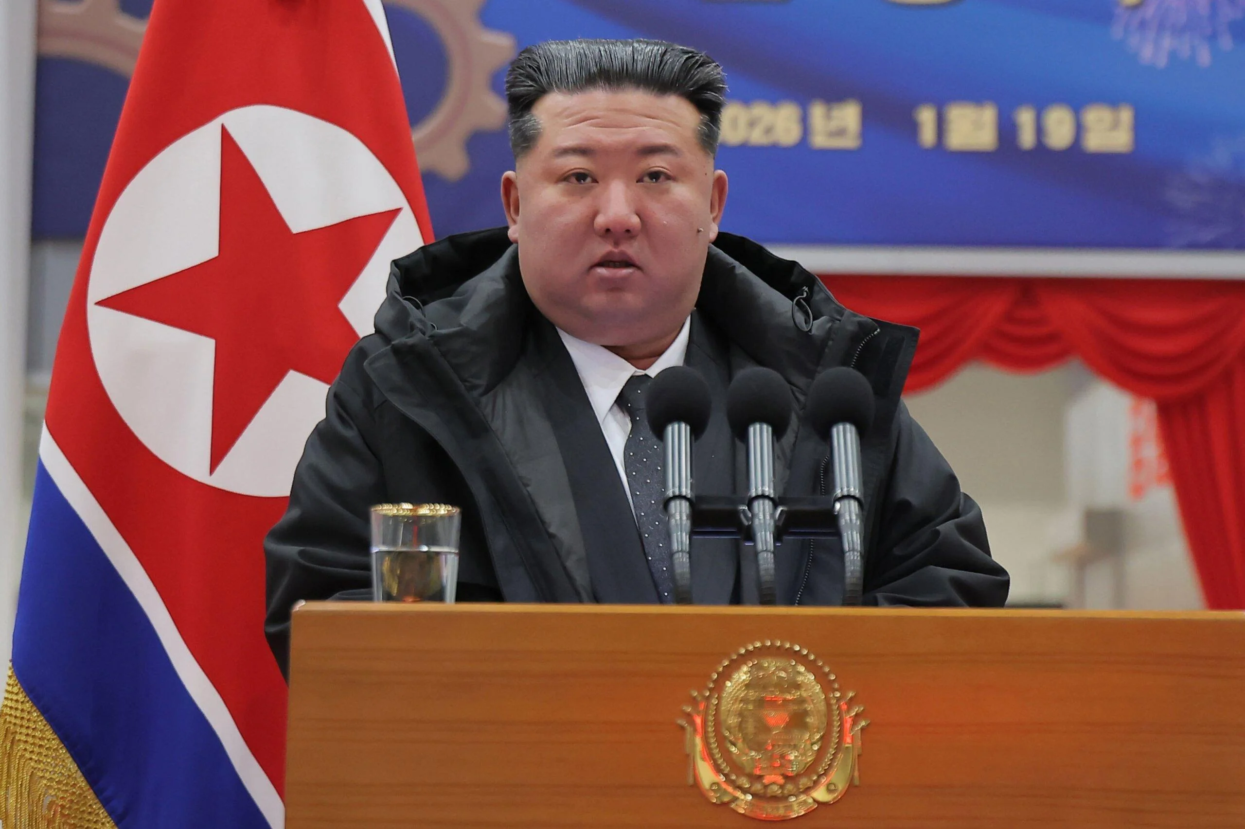 North Korean leader Kim Jong Un speaks as North Korea accuses NATO of expanding military preparations through a European fuel network plan.