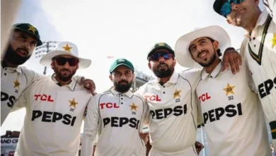 Pakistan Test cricket team players during a Test match