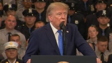 Donald Trump speaking as the White House clarifies his remarks about the Strait of Hormuz