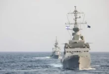 Pakistani and Indian naval vessels involved in a disputed maritime incident during SEASPARK-26