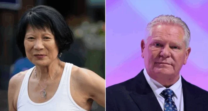 Doug Ford and Olivia Chow during a Toronto event ahead of the 2026 mayoral election
