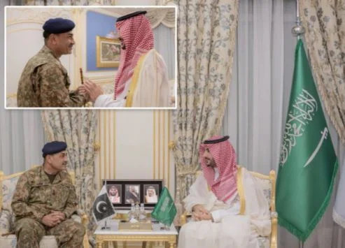 Field Marshal Asim Munir meets Saudi Defence Minister Prince Khalid bin Salman in Riyadh