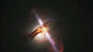 upermassive black hole and surrounding galaxy where new stars may be forming