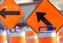 Construction work on University Avenue in Toronto during watermain replacement project