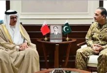 Field Marshal Syed Asim Munir meets Bahrain’s Foreign Minister Dr. Abdullatif bin Rashid Al Zayani at General Headquarters in Pakistan.
