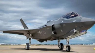 F-35 stealth fighter jet bearing Canadian national insignia as Canada receives its first two aircraft