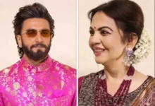 Ranveer Singh and Nita Ambani dancing Garba at a cultural event in Mumbai