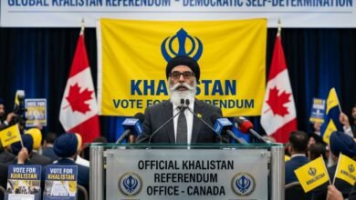 Thousands of Sikhs participate in the Khalistan referendum at Alberta Legislature Grounds in Edmonton, Canada, on October 18, 2026.