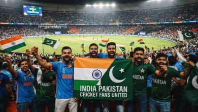 Pakistan and India cricket teams facing each other as ticket demand surges for the 2027 World Cup.