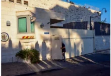 British diplomatic building in East Jerusalem amid a dispute between the United Kingdom and Israel over the future of the consulate.
