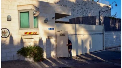 British diplomatic building in East Jerusalem amid a dispute between the United Kingdom and Israel over the future of the consulate.
