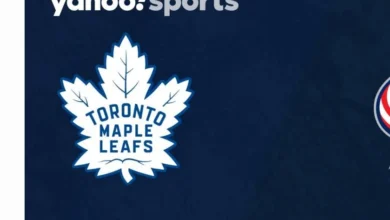 Toronto Maple Leafs celebrate a 6-2 victory over the Columbus Blue Jackets in an NHL game.